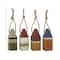 10" Multicolored Wood Coastal Buoy Sculpture Set